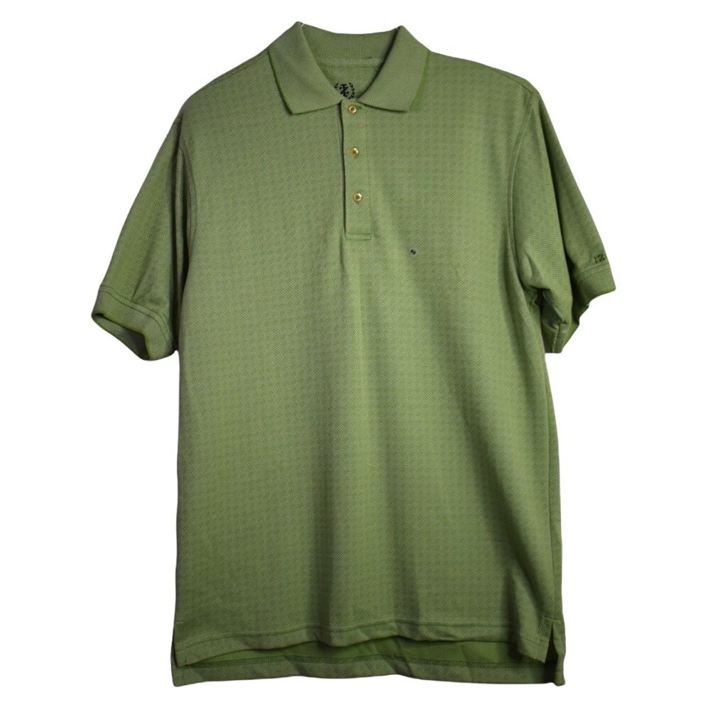 Izod Polo S Mens Green Short Sleeve Shirt Collared Cotton Blend Printed